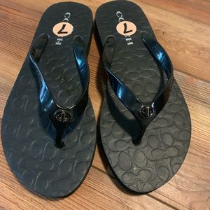 Coach Flip Flop Black Sandals Size 7